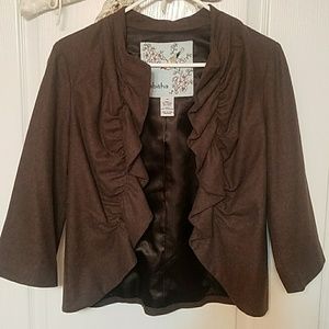 Tabitha Wool Jacket Blazer Ruffled Edge size 10